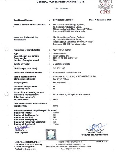 CPRI TEST REPORT - Certificate